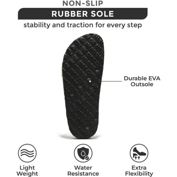 Womens Leather Sandals Suede Insole Cork Footbed Slides Summer Flip Flops - Picture 4 of 7